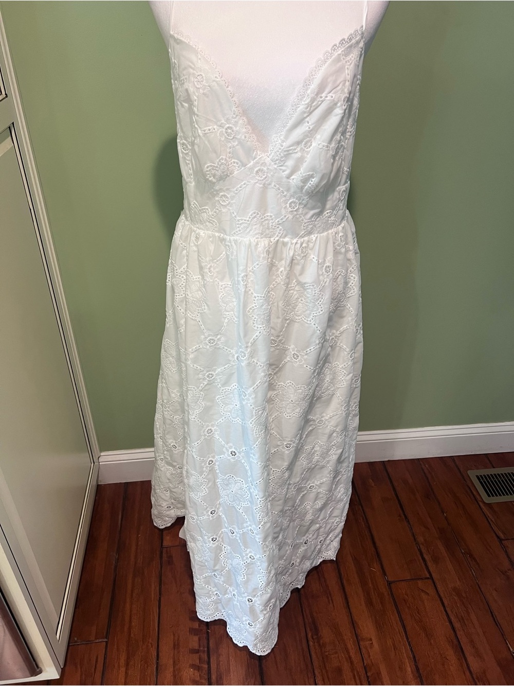 New White Eyelet Midi Dress - Elegant Summer Style